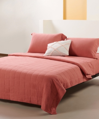OEM Rayon Linen Quilt Set Σκληρό Αειφόρο Καμένο Πορτοκαλί Quilt Set