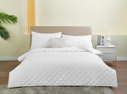 Τυπωμένο λευκό βαμβακερό κουβέρτα σετ Queen Size Κάλυψη κουβέρτας προσαρμοσμένη